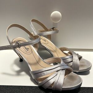 Life Stride Silver Heels with Intricate Straps